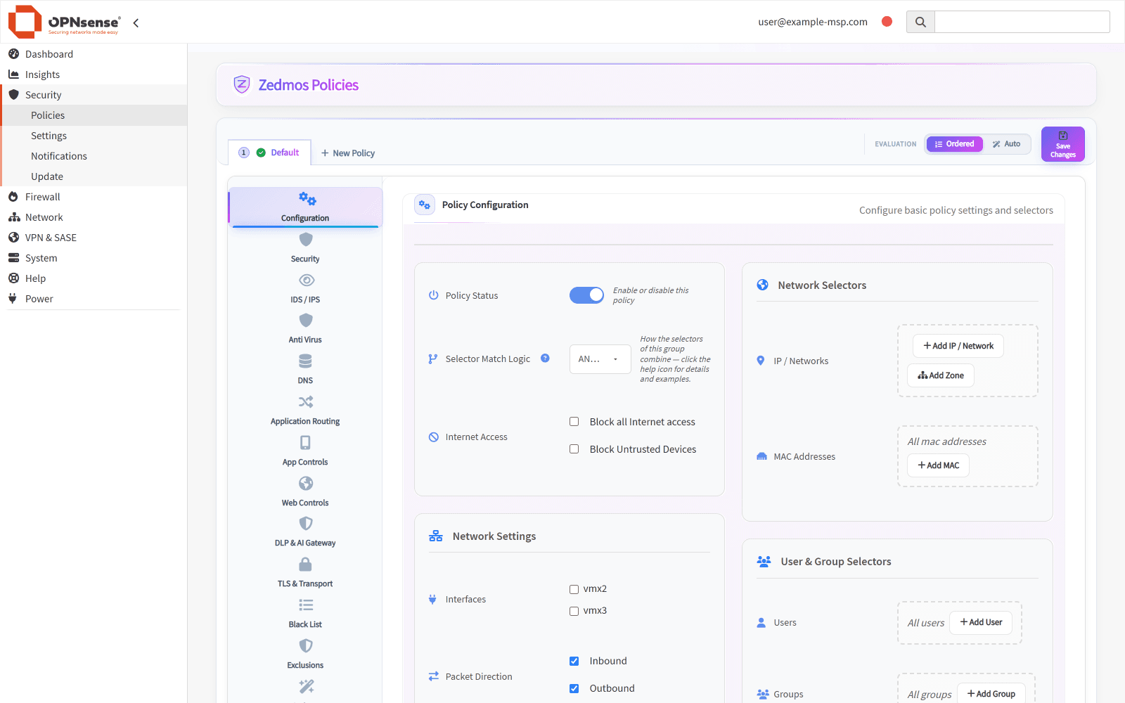 OPNsense Plugin — Policy editor